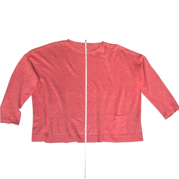 Eileen Fisher Organic Linen Blend Sweater Coral 3/4 Sleeve Women's‎ - Picture 4 of 6